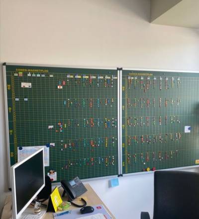 Planungstafel der Korektorin